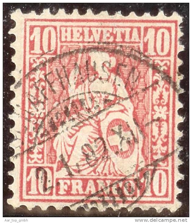 Schweiz 1882-01-02 Zu#46 Gestempelt Schaffhausen 10Rp. Sitzende Helvetia Faserpapier - Usati