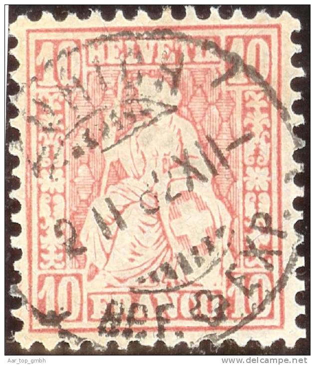 Schweiz 1882-02-02 Zu#46 Vollstemepl Zürich 10Rp. Stehende Helvetia Faserpapier - Used Stamps