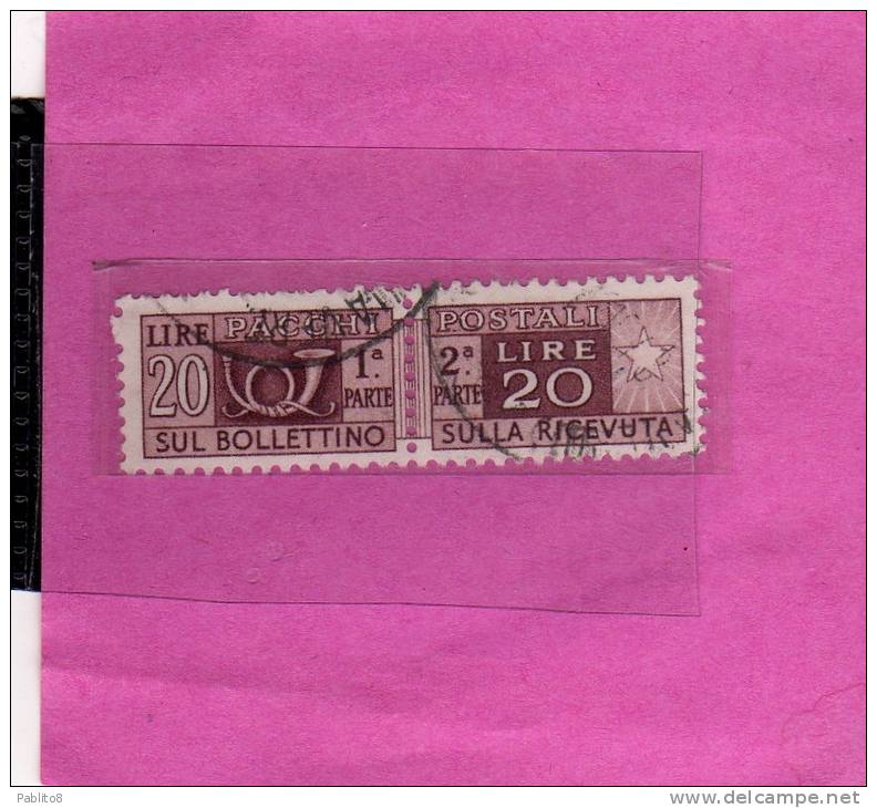 ITALIA REPUBBLICA 1955- 1979 PACCHI POSTALI L. 20 TIMBRATO - Postal Parcels