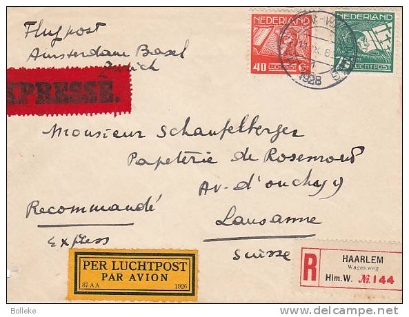 Pays Bas - Lettre Recommandée Expres Avion De 1928 - Valeur 20 Euros ++ - Luftpost