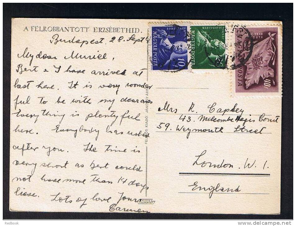 RB 753 - Hungary Postcard Mixed Franking To London - Covers & Documents