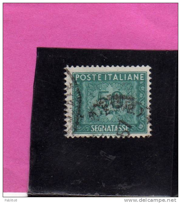 ITALIA REPUBBLICA ITALY REPUBLIC 1947 1954 SEGNATASSE POSTAGE DUE TAXES TASSE LIRE 50 RUOTA 3 WHEEL USATO USED OBLITERE´ - Impuestos