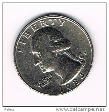 U.S.A.  WASHINGTON  1/4 DOLLAR  1983 P - 1932-1998: Washington