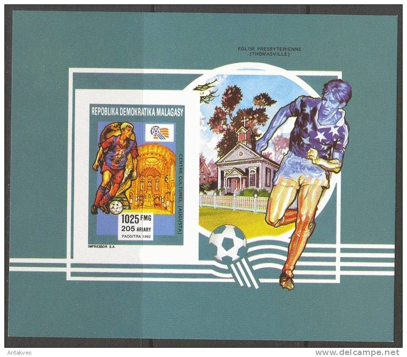 Madagascar Football Soccer FIFA World Cup USA-1994 Thomasville  Block Imperf. MNH - 1994 – USA