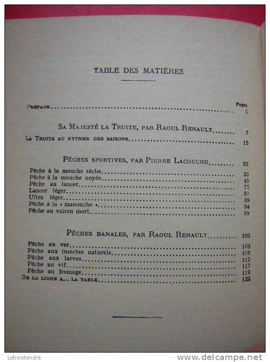 P.LACOUCHE-R.RENAULT-1967 EO -LA TRUITE-SES MOEURS SES PÊCHES-PREFACE DE M.-P.ROLLIN-EDITIONS BORNEMANN