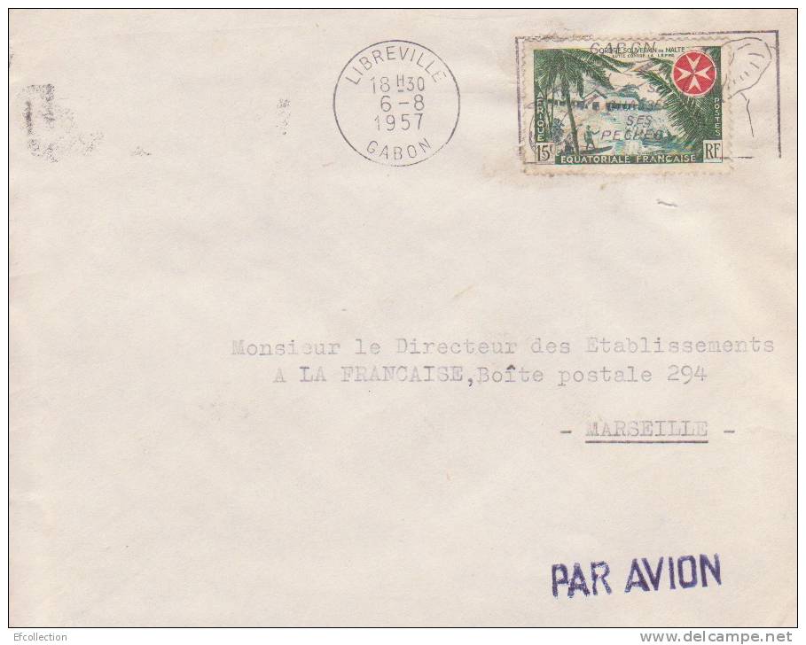 MARCOPHILIE - LIBREVILLE - GABON - 1957 - COLONIES - A.E.F - N°237 - AVION - LETTRE - Autres & Non Classés