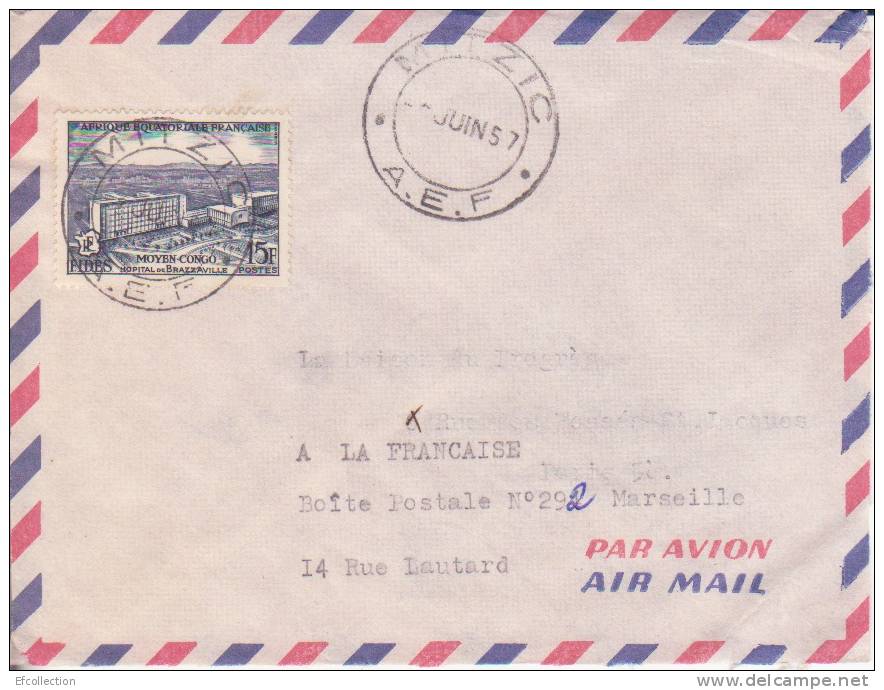 MARCOPHILIE - MITZIC ( Petit Bureau ) - GABON - 1957 - COLONIES - A.E.F - N°234 - AVION - LETTRE - Autres & Non Classés