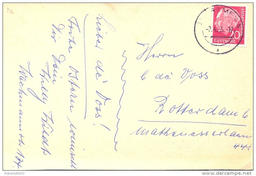 Germany 1955 Postcard "Third Flight Of Joseph Montgolfier In 1784" Posted From Bremen To Rotterdam (Netherlands) - Luchtballon