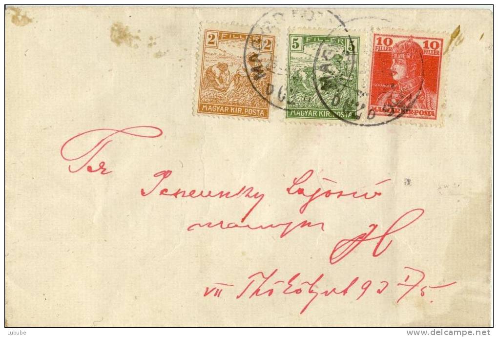 Lokal Brief  "Magyar Köztarsasag"   (seltener Stempel)      1918 - Varietà & Curiosità