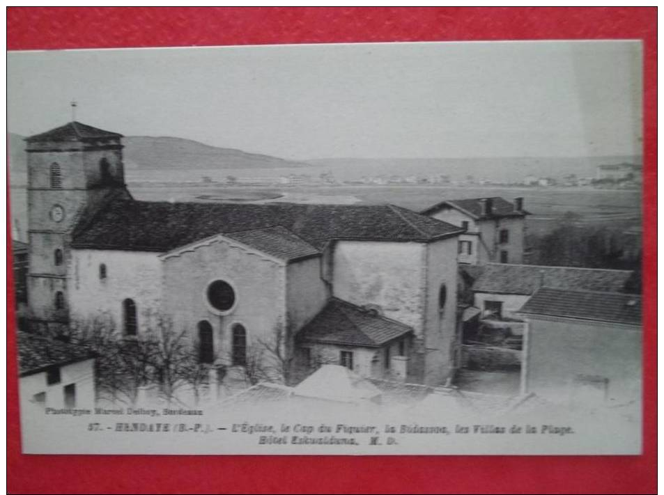 CPA+++57 HENDAYE+++L´eglise,le Cap Du Figuier,la Bidassoa,les Villas De La Plage+++Neuve+++ - Hendaye