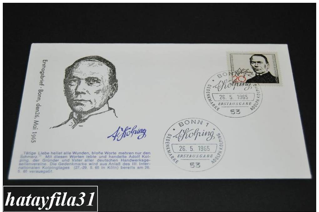 BRD FDC 1965  Mi.477 " Adolf Kolping "  /    Stempel Bonn  (T6) - Sonstige & Ohne Zuordnung