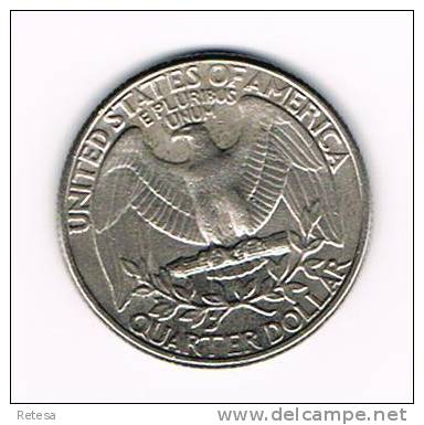 U.S.A.  WASHINGTON  1/4 DOLLAR  1985 D - 1932-1998: Washington