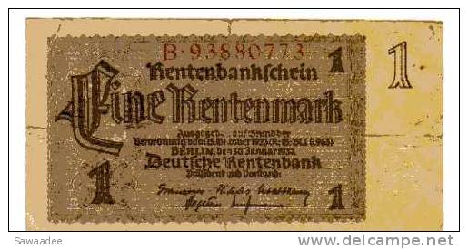 BILLET ALLEMAGNE - P.173b - 30/01/1937 - 1 RENTENMARK - 1 Rentenmark