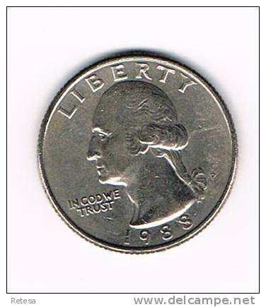 U.S.A.  WASHINGTON  1/4 DOLLAR  1988 P - 1932-1998: Washington