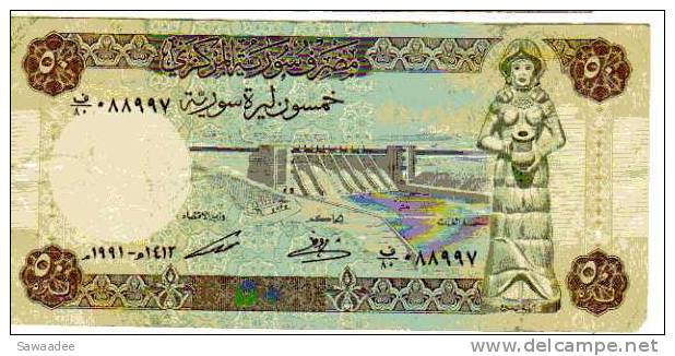 BILLET SYRIE - P.103 - 1991 - 50 POUNDS - STATUE ANTIQUE - BARRAGE HYDRAULIQUE - CITADELLE D´ALEP - Syrie