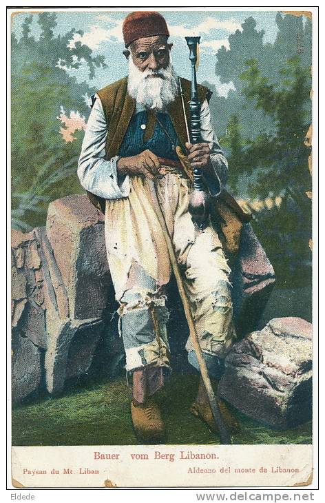 Bauer Vom Berg Libanon Fumeur Narguileh Paysan Du Mont Liban  S. 511 Timbrée Egypte 1906 - Liban