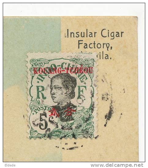 Manila  Insular Cigar Factory Tobacco P. Used Stamp Kouang Tcheou  Edit Sternberg Hongkong - Filipinas