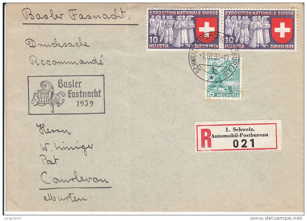 Zwitserland, Basler Fastnacht 1939, Reco 1. Schweiz Automobil Postbureau (4591) - Carnevale