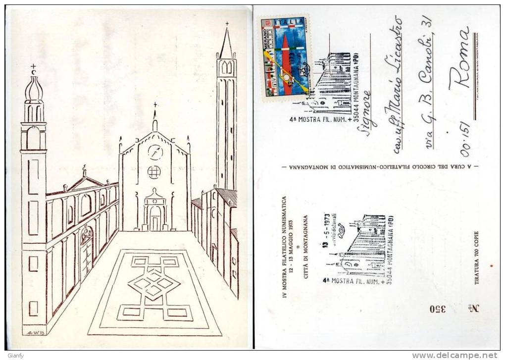 MONTAGNANA MOSTRA FILATELICA 1973 ANN SPEC FDC - Bolsas Y Salón Para Coleccionistas