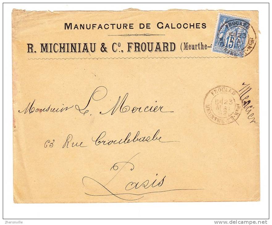 - FROUARD - Manufacture De Galoches - R. MICHINIAU & C° - 1892 - Trés Rare - Frouard