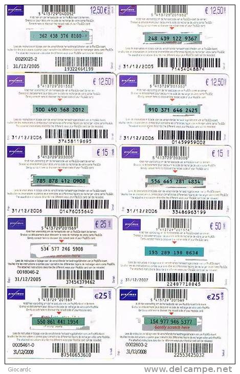 BELGIO (BELGIUM) - BELGACOM MOBILE  (GSM RECHARGE)  -  PAY & GO PROXIMUS : LOT OF 10 DIFFERENT   - USED ° -  RIF. 5085 - [2] Prepaid & Refill Cards