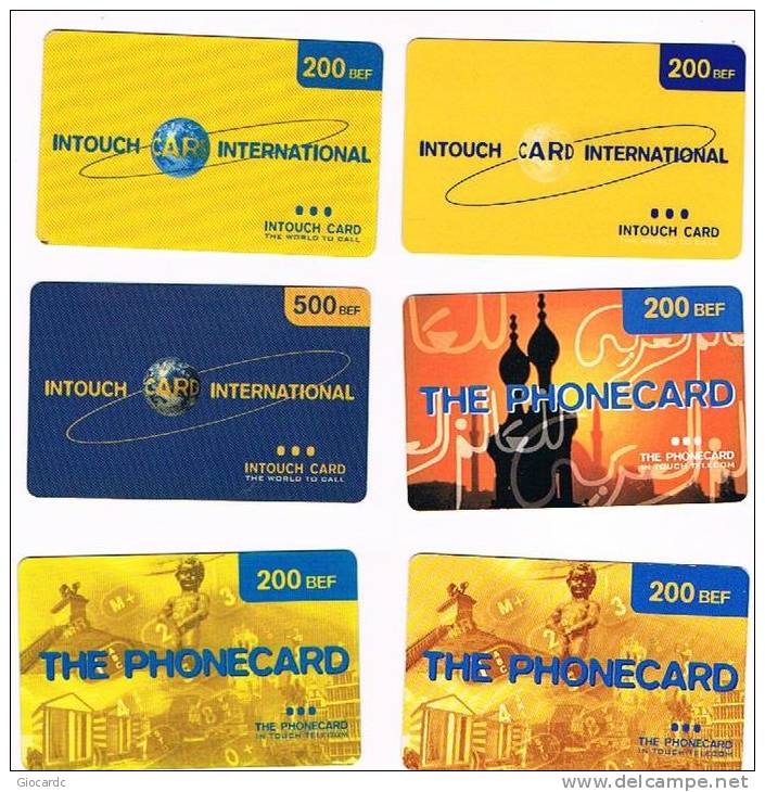 BELGIO (BELGIUM) - INTOUCH   (REMOTE)  -  LOT OF 6 DIFFERENT     - USED °  -  RIF. 5071 - [2] Prepaid & Refill Cards