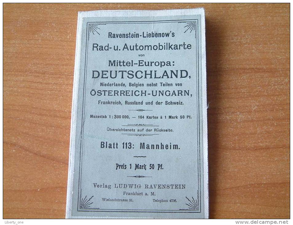 Ravenstein-Liebenow's Automobilkarte Mittel-Europa DEUTSCHLAND / Blatt 113 - Mannheim ( Details Zie Foto ) ! - Europa