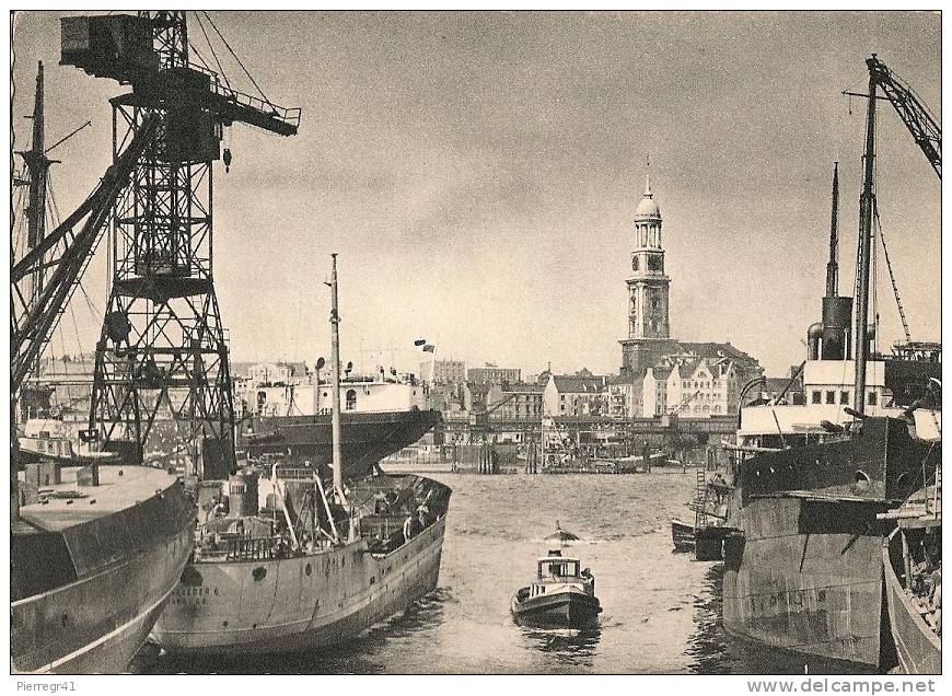 CPA-1952--ALLEMAGNE-HAMBOURG-LE  PORT-NAVIRES A QUAI-EGLISE MICHAELIS-TBE - Harburg