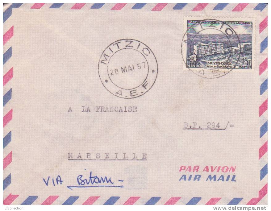 MARCOPHILIE - MITZIC ( Petit Bureau ) - GABON - 1957 - COLONIES - A.E.F - N°234 - AVION - LETTRE - Autres & Non Classés