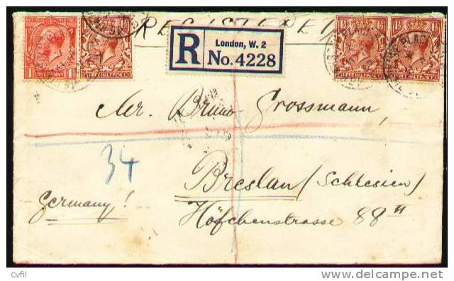 GREAT BRITAIN 1927 - REGISTERED COVER With RAILWAYS CANCELLATION - Briefe U. Dokumente