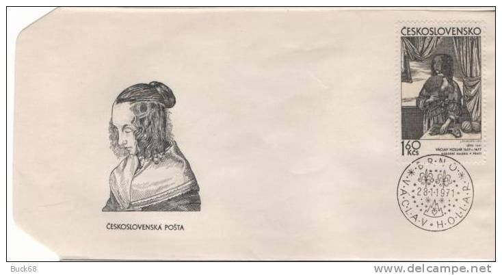 TCHECOSLOVAQUIE 1829 FDC ETB Premier Jour : Art Graphique Tableau HOLLAR Ete 1641 Eventail Melon Gant - FDC
