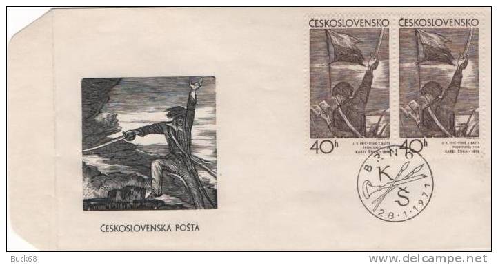 TCHECOSLOVAQUIE 1825 FDC ETB Premier Jour : Art Graphique Tableau STIKA Chant Sur La Bastion - FDC