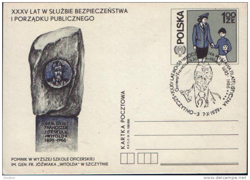 Poland-Postal Stationery Postacard 1979-General Fr.Jozwiak "Witold-35 Years In The Service Of Security And Public Order - Police - Gendarmerie