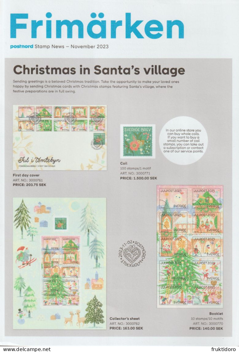 Sweden Brochures Frimärken 2023 The Joy Of Harvest - Christmas - Sauna - Covers & Documents