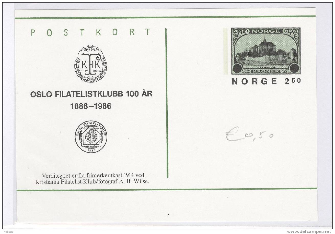 POSTKORT    SEE SCAN  POSTCARD POST KAART  AKERSHUS - OSLO CLUB - Entiers Postaux