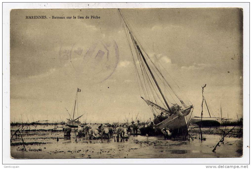 Q31 - MARENNES - Bateaux Sur Le Lieu De Pêche (jolie Carte Animée De 1914) - Marennes