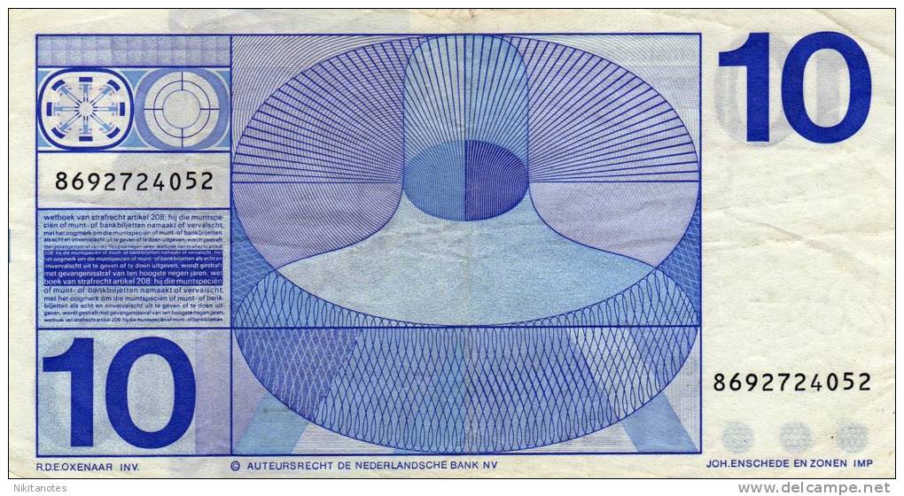 NETHERLANDS: 10 GULDEN BANKNOTE, 25-4-1968, P-91 - Other & Unclassified