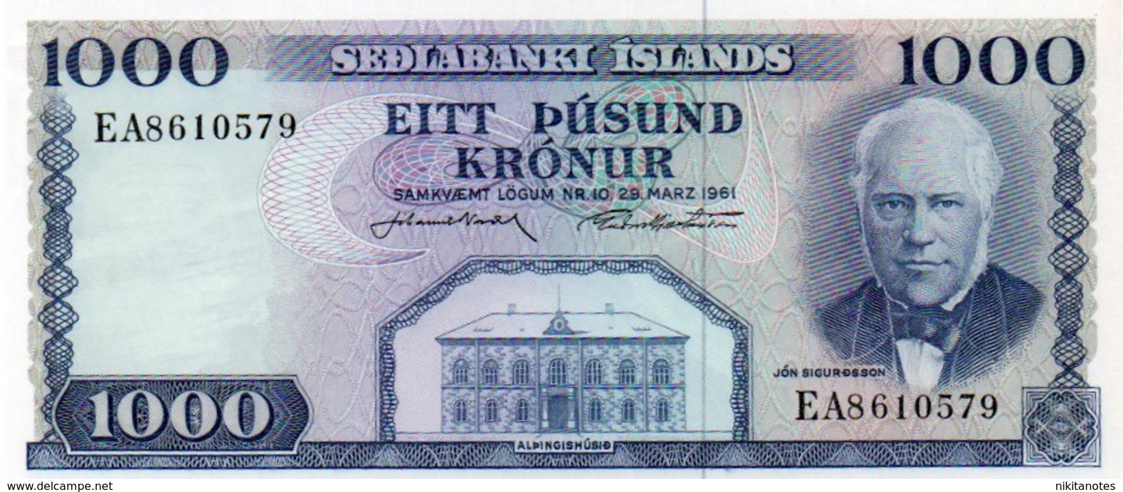 ICELAND - 1000 KRONUR 1961 UNC - P 46 - Islanda