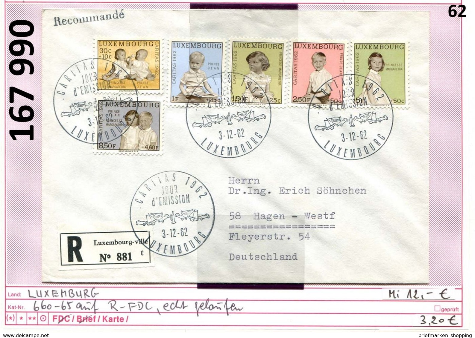 Luxemburg - Luxembourg - Michel 660-665 Auf Echt Gelaufenem Einschreiben-FDC - FDC