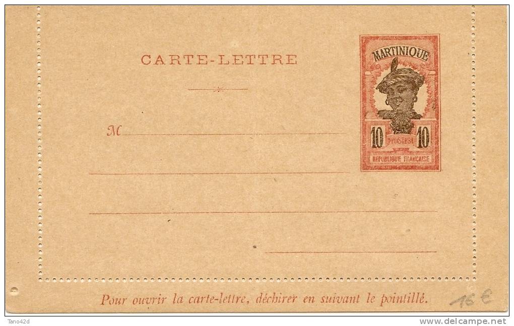 REF LANV1 - MARTINIQUE - EP CARTE LETTRE 10c NEUVE - Lettres & Documents