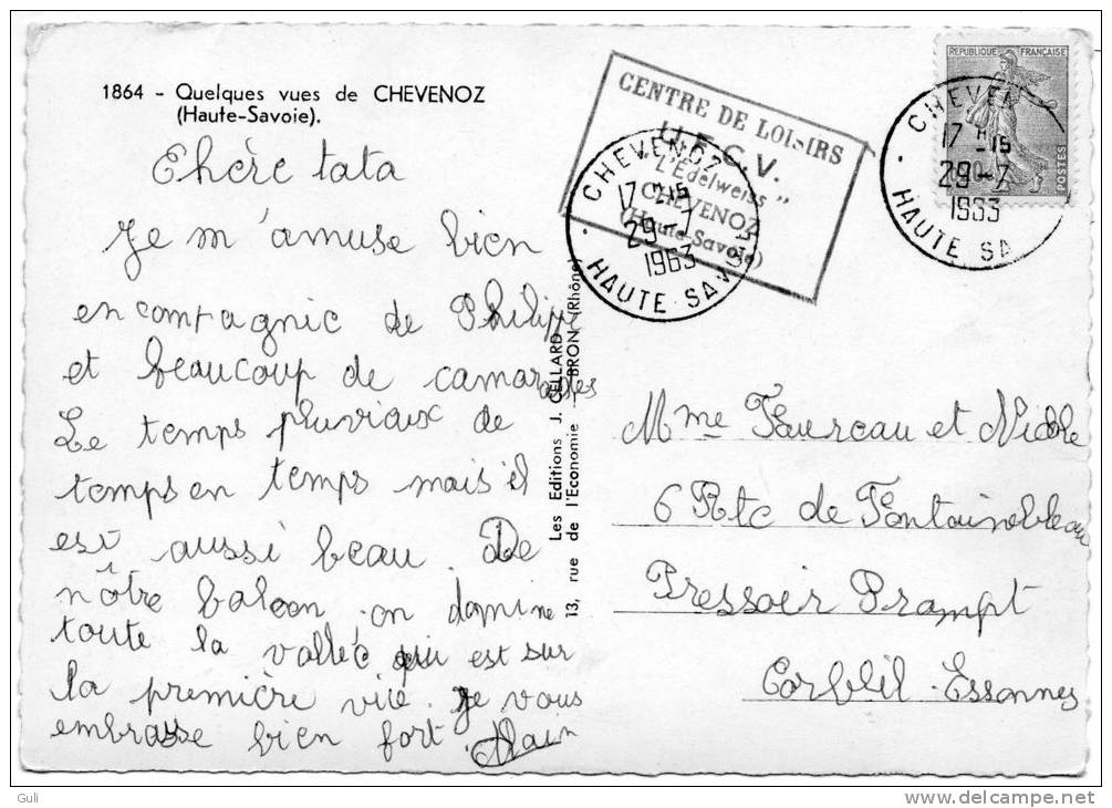 [74] Haute Savoie > SOUVENIR De CHEVENOZ - Qulelques Vues De Chevenoz - Multi Vues Année 1963*PRIX FIXE - Chevenoz