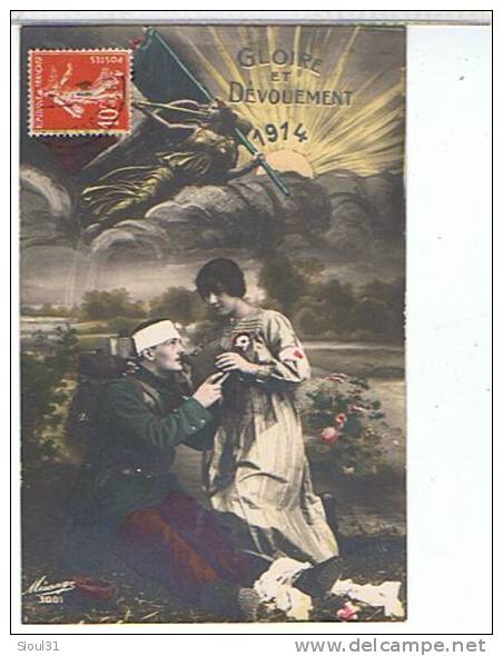 GLOIRE ET  DEVOUEMENT    1914   + CROIX  ROUGE  TTBE - Croix-Rouge