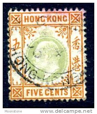 Hong Kong Edward VII 1903 5c Green & Brown-orange , Used - Usados