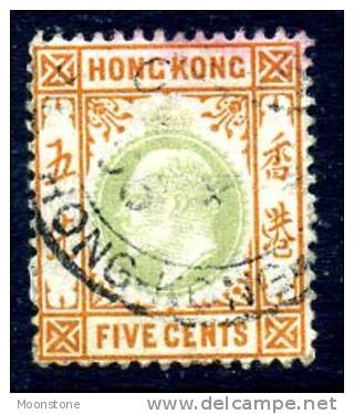 Hong Kong Edward VII 1903 5c Green & Brown-orange , Used - Gebruikt