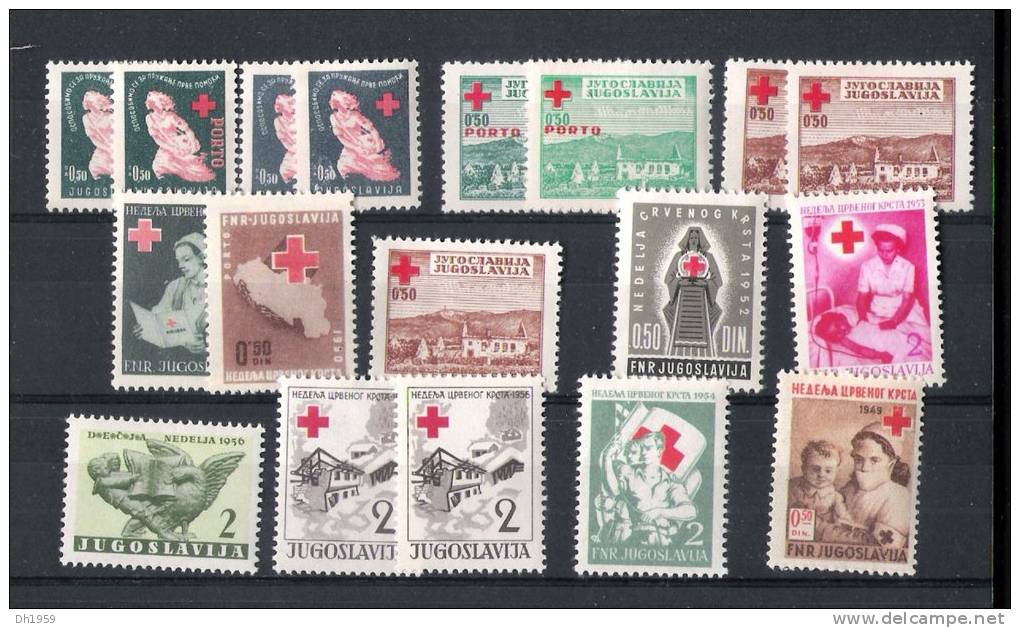 LOT DE TIMBRES DE BIENFAISANCE CROIX-ROUGE ROTES KREUZ RED CROSS YOUGOSLAVIE 1947-1950 - Otros & Sin Clasificación