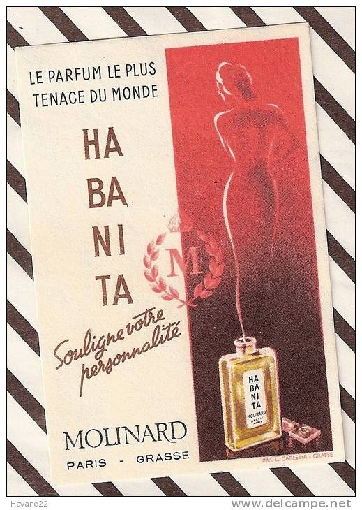 T1206 PETIT CARTON PUBLICITE MOLINARD HA BA NI TA 2 SCANS - Advertising