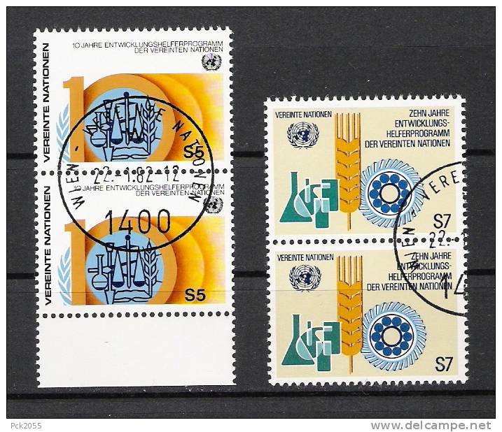 UNO Wien 1981 MiNr.21-22 2er Senkr. Gest. 10 Jahre Entwicklungshelferprogram M ( 285) - Used Stamps