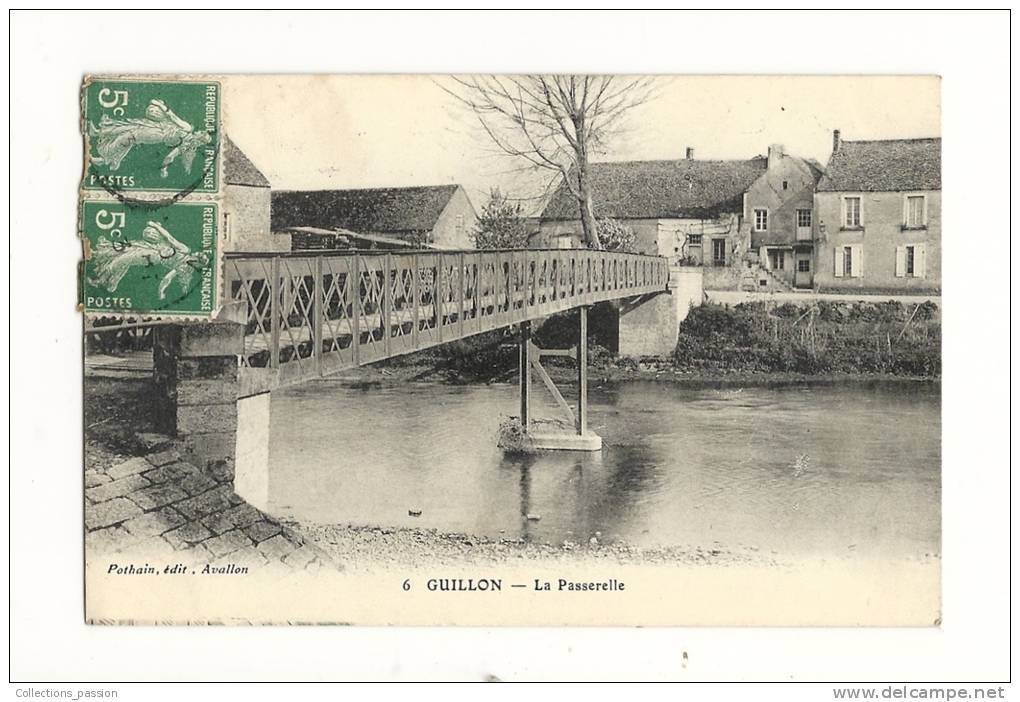 Cp, 89, Guillon, La Passerelle, Voyagée 1913 - Guillon