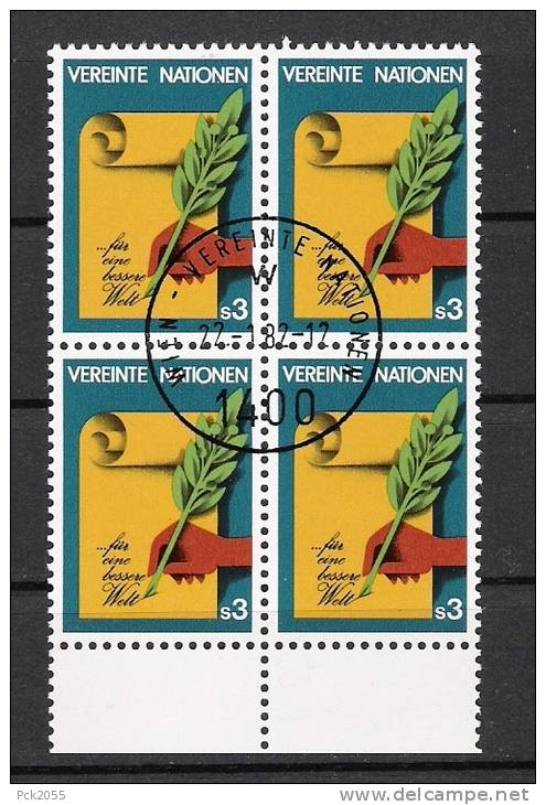 UNO Wien 1982 MiNr.23 4er Block Gest. Menschenrechte ( 289)NP - Used Stamps