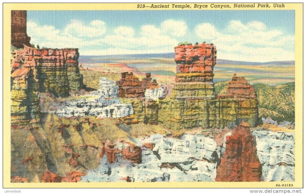 USA – United States – Ancient Temple, Bryce Canyon, National Park, Utah, Unused Linen Postcard [P5492] - Bryce Canyon